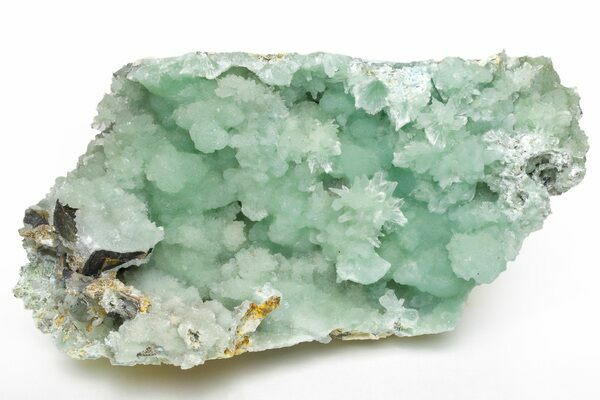 A sparkly blue-green aragonite crystal aggregation from the Wenshan Mine, China